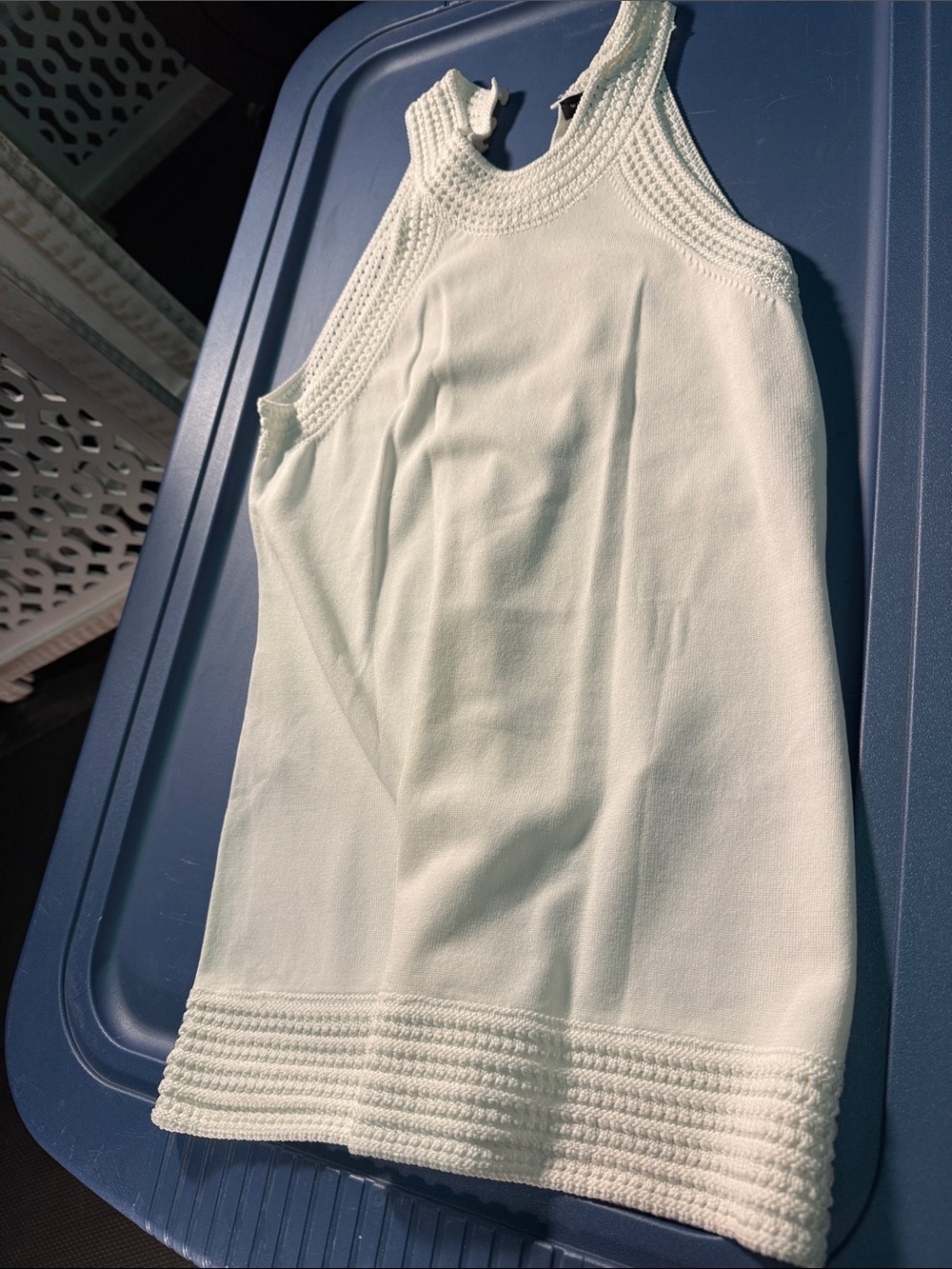 Girls Cream Knit Trim Tank Dress